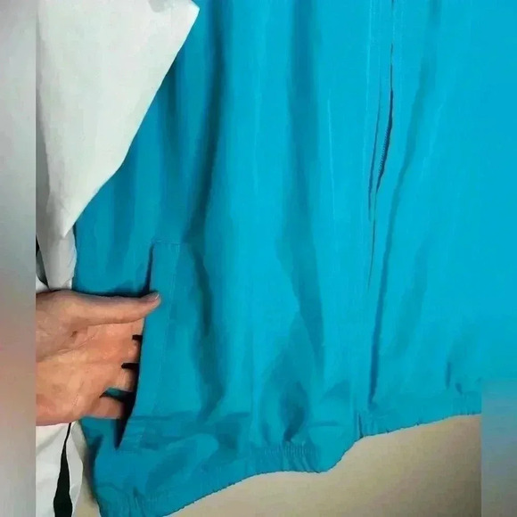 Retro Reebok Windbreaker Jacket Lined Full Zip Blue White Navy Stripe Y2K - Picture 9 of 14